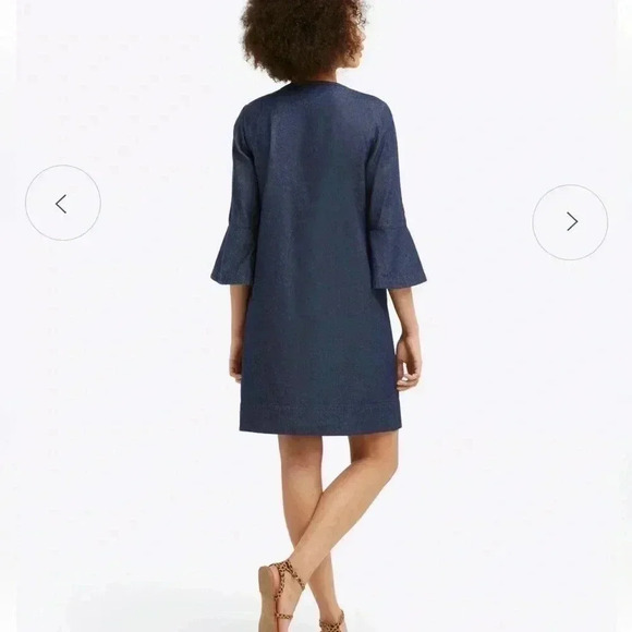 DraperJames Chambray Ruffle Shift Dress Sz 8 - Picture 3 of 14